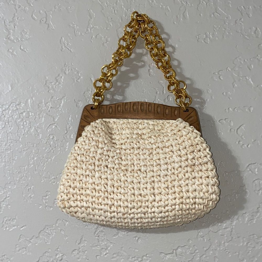 Morris Moskowitz vintage MM crochet straw purse